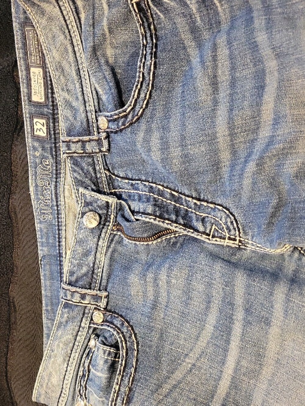 Miss Me Light Blue Distressed Cuffed Jeans - Picture 3 of 4